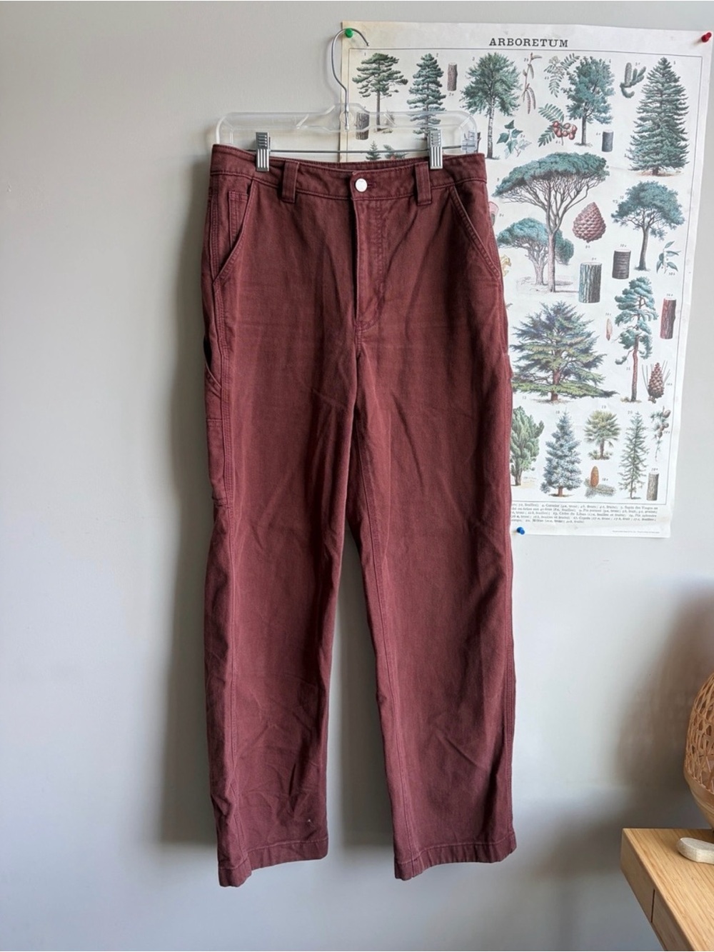 TNA Greenwich Carpenter Pant Size 6 burgundy